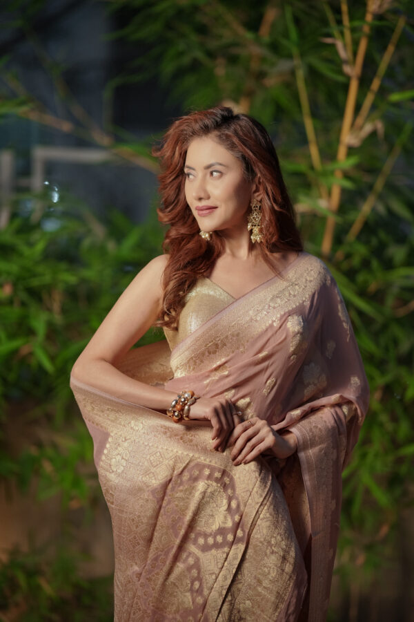 Khaddi Georgette Rose Gold