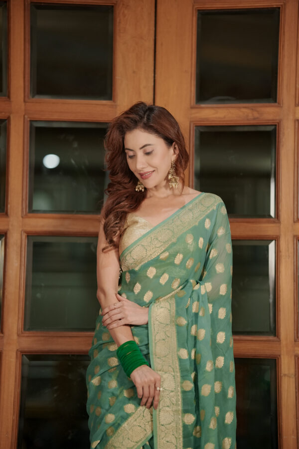 Khaddi Georgette Sea Green