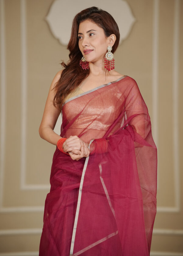 Net Kota Maroon & Copper Border