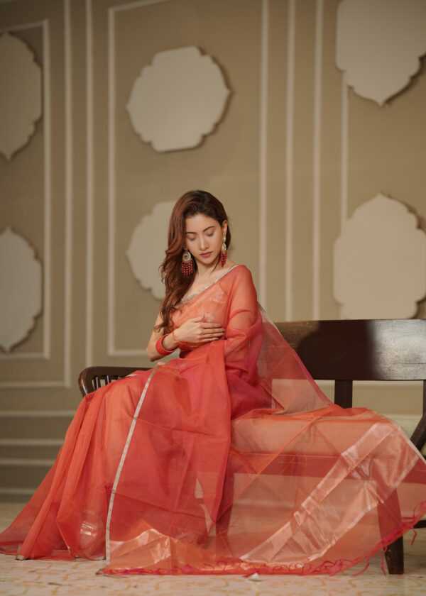 Net Kota Orange & Copper Border